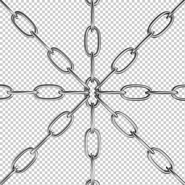 Gespannte ketten aus metall sicherheits- und energiekonzept isoliert auf transparent