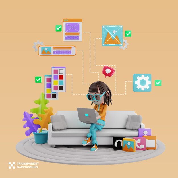 Gestão de layout web 3D Ilustração