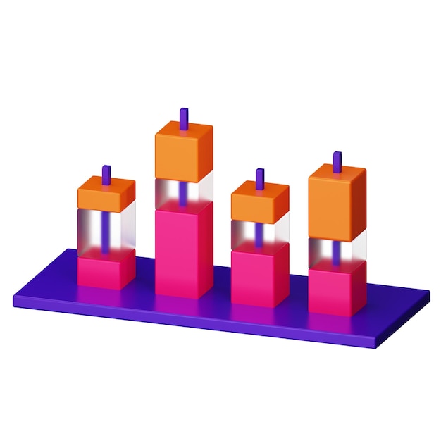 PSD gestapeltes diagramm-3d-symbol für statistiken