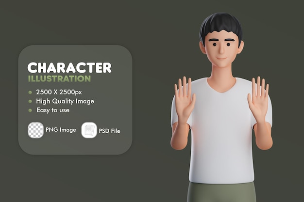 Geste de la main d'arrêt de personnage masculin 3D