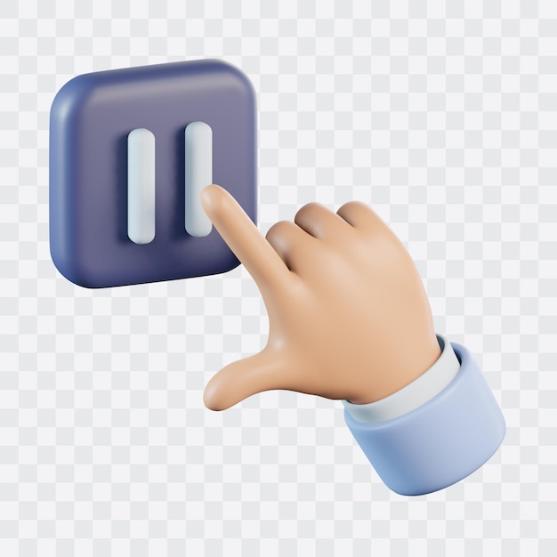 Geste de la main Cliquez sur le bouton de pause Icône 3D