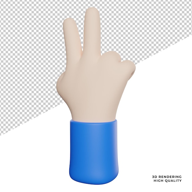 PSD geste de la main compter l'icône de vue latérale illustration de rendu 3d sur fond transparent