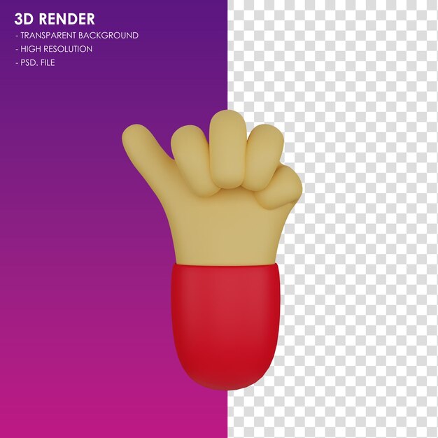 PSD geste de la main avec une icône 3d