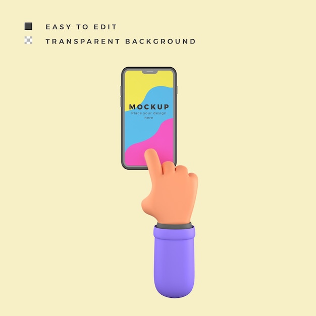 PSD geste de la main téléphone smartphone mock up cliquez