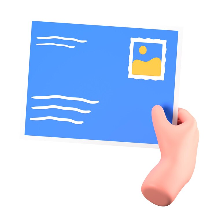 PSD geste de la main tenez une carte postale voyage