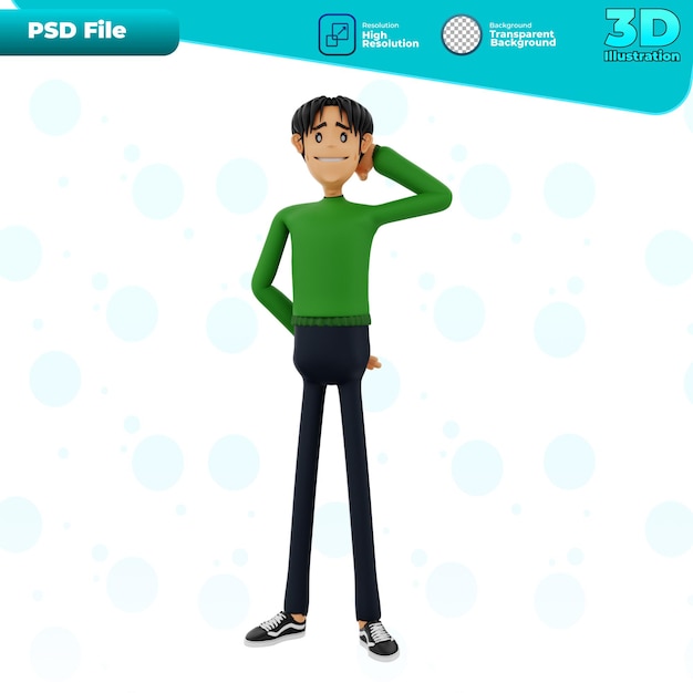 PSD geste timide 3d