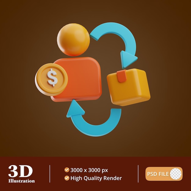 PSD gestion des achats achats illustration 3d