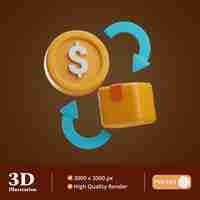 PSD gestion des achats exchange illustration 3d