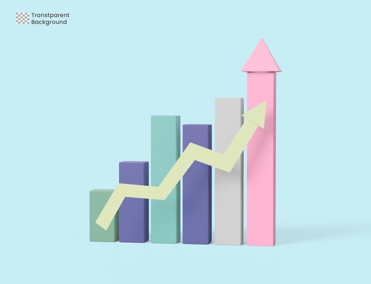 PSD gestión financiera empresarial, desarrollo de planes y conceptos estratégicos. ilustración 3d