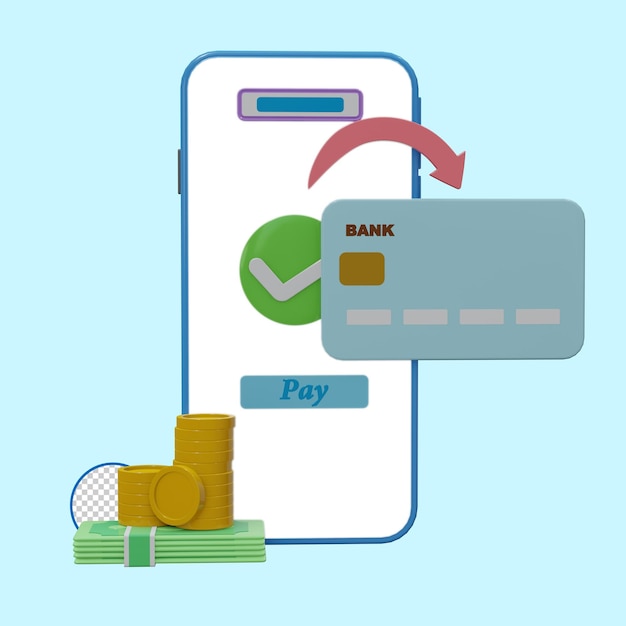 Gestion financière par téléphone portable Rendu 3d réaliste