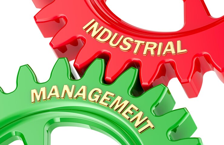 PSD gestión industrial con ruedas de engranajes coloreadas renderización 3d aislada en fondo transparente