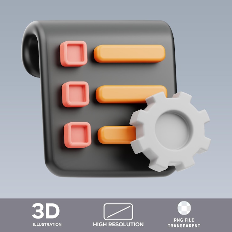 PSD gestión de proyectos psd ilustración 3d