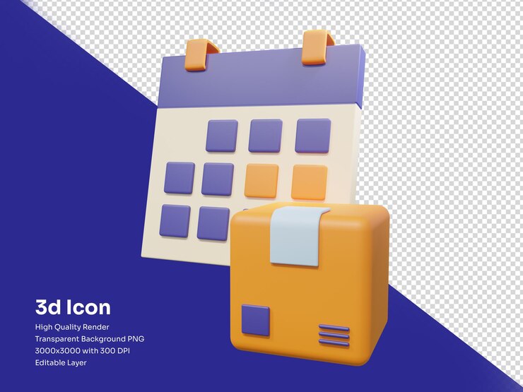 PSD gestión del tiempo en logística calendario 3d ilustración de las operaciones