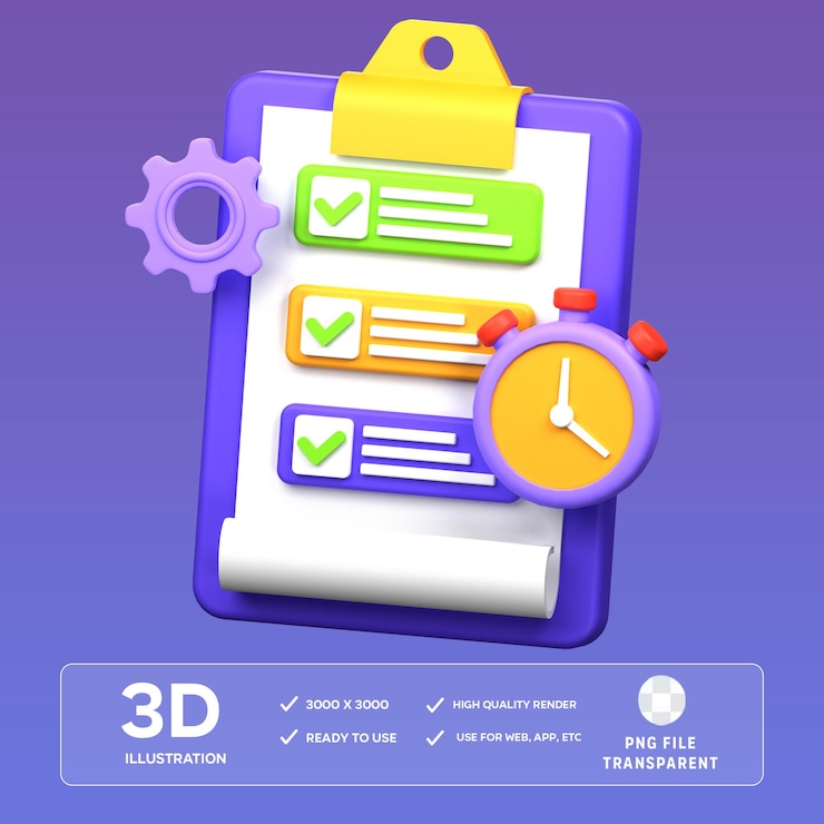 PSD gestione del progetto psd 3d illustrazione