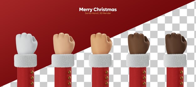 Gesto cerrado de la mano de la historieta de Papá Noel 3D