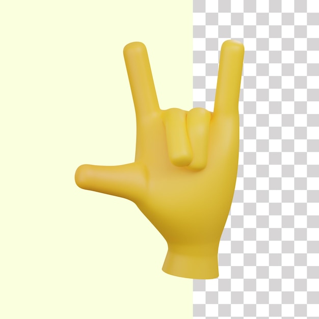 PSD gesto de emoji heavy metal em 3d