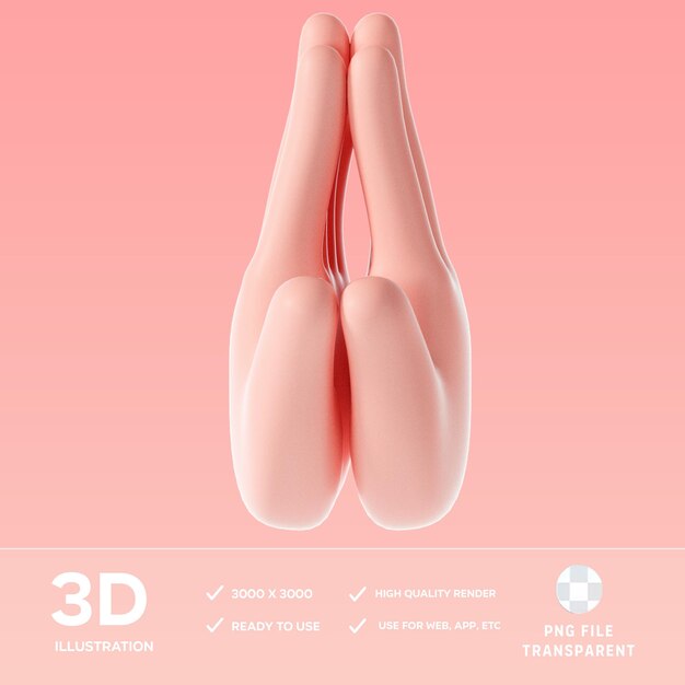 Gesto de oração PSD Ilustração 3D