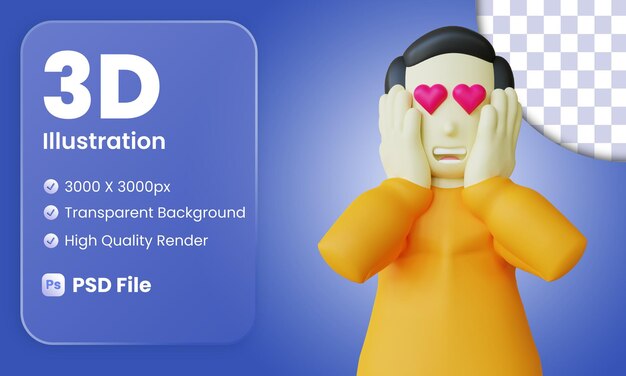 Gesto de enamoramiento de personaje 3D estilizado