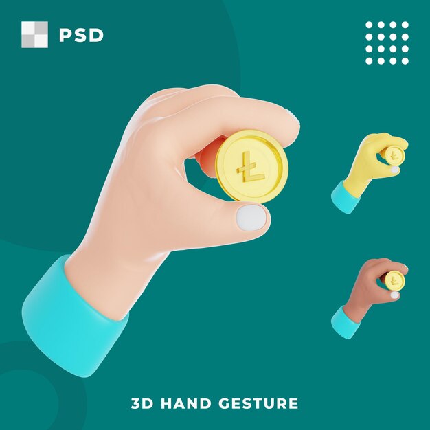 Gesto de la mano 3d con hold lite coin