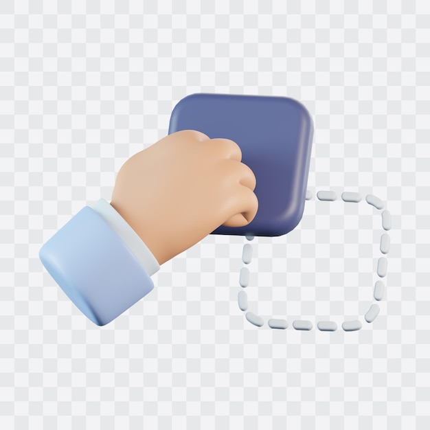 Gesto de la mano para arrastrar y soltar el icono 3D