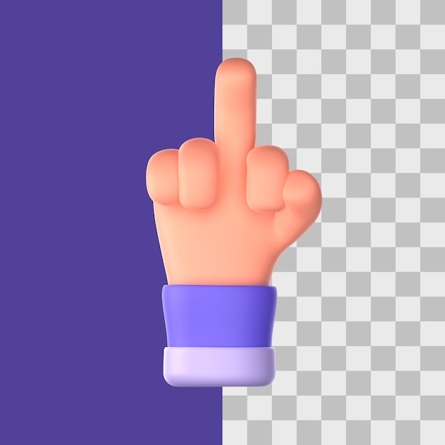Gesto de la mano del dedo medio en renderizado 3d para presentación web de activos gráficos u otro