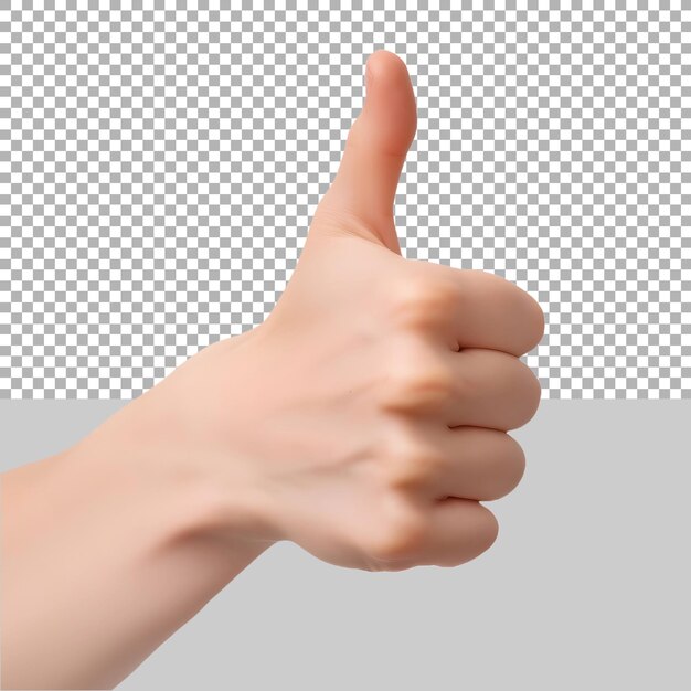 Gesto de la mano con el pulgar en un fondo transparente generado por ai