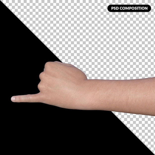 PSD gesto de la mano renderizado 3d aislado premium psd