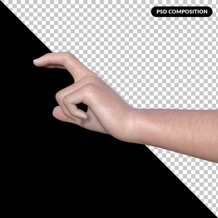 PSD gesto de la mano renderizado 3d aislado premium psd