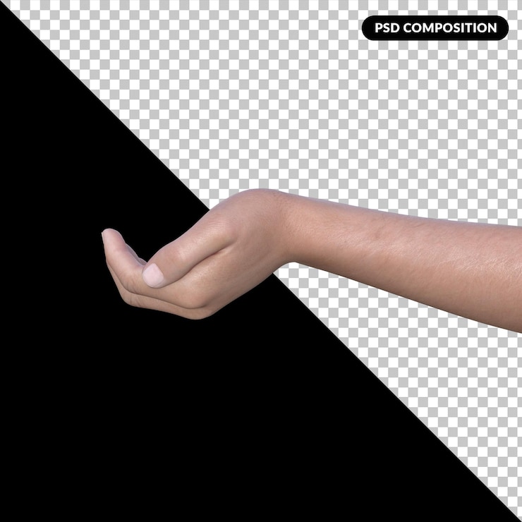 PSD gesto de la mano renderizado 3d aislado premium psd