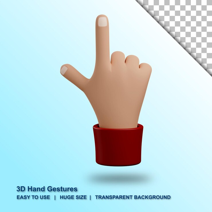 PSD gesto de mano señalador 3d con fondo aislado