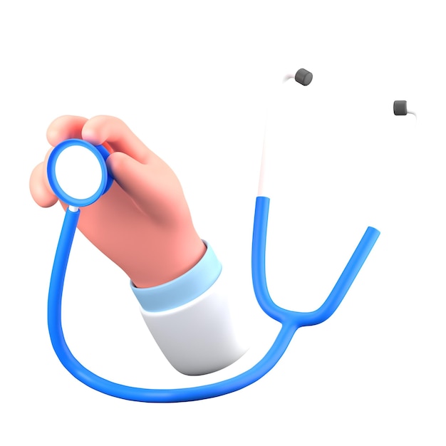Gesto de la mano Sostenga el estetoscopio médico