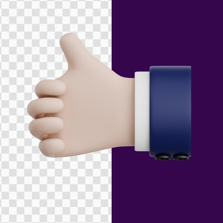 PSD gesto del pulgar hacia arriba en 3d