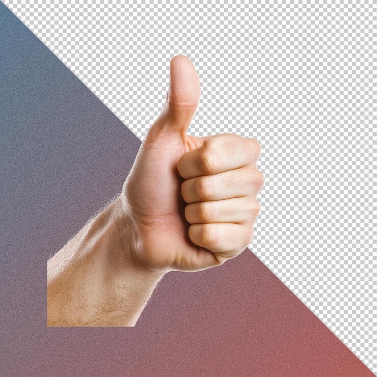 PSD gesto de pulgar hacia arriba símbolo de aprobación de señal de mano positiva