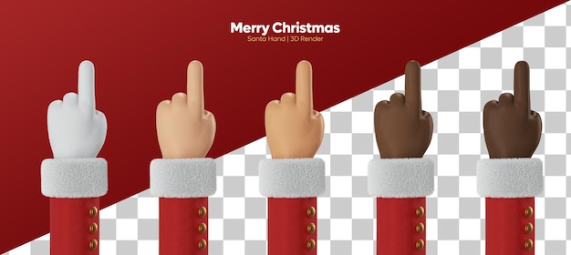 Gesto señalador de la mano de dibujos animados de Papá Noel 3D