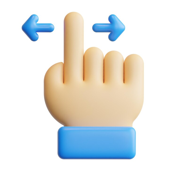 PSD gesto táctil 3d con ilustración e icono de representación de alta calidad de la mano