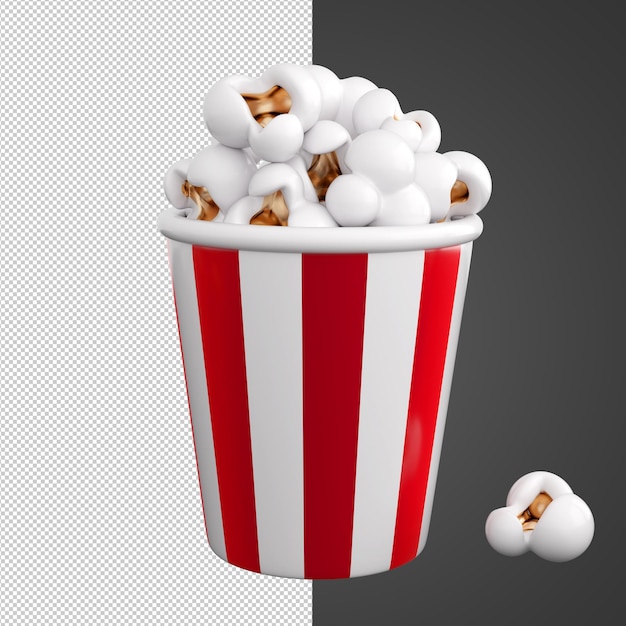 Gestreifter Eimer des Popcorns 3d