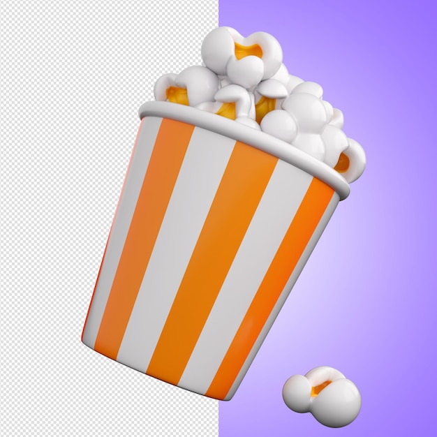 PSD gestreifter eimer des popcorns 3d