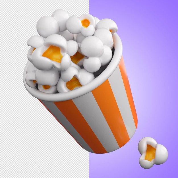 Gestreifter Eimer des Popcorns 3d