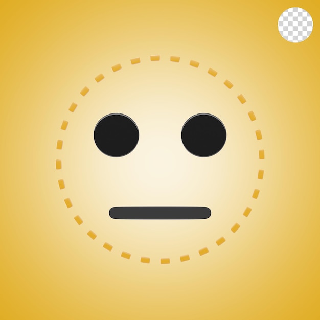 gestrichelte Linie Gesichts-Emoji 3D-Symbol und Illustration