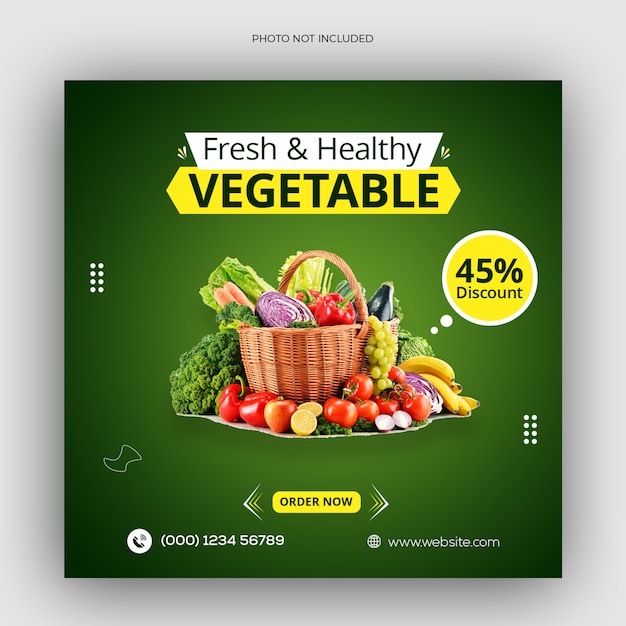 Gesunde gemüselebensmittel soziale medien und instagram-beitragsvorlage