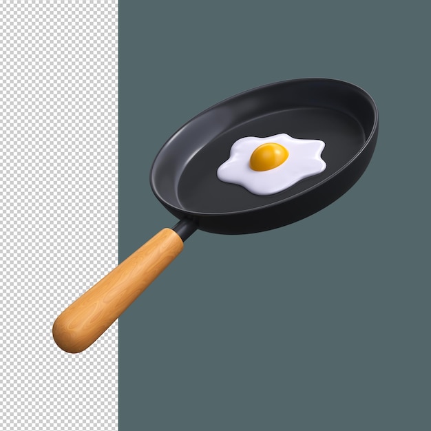 Gesundes Frühstückskonzept Icon 3D Bratpfanne mit Ei