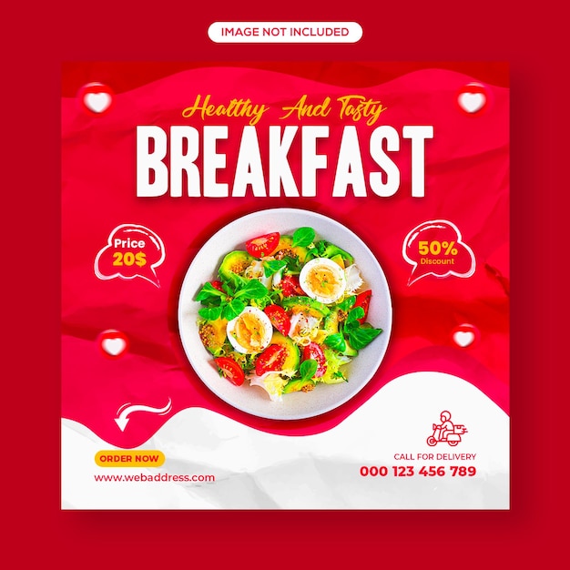 Gesundes gemüse frühstück essen social media post oder instagram post web banner design
