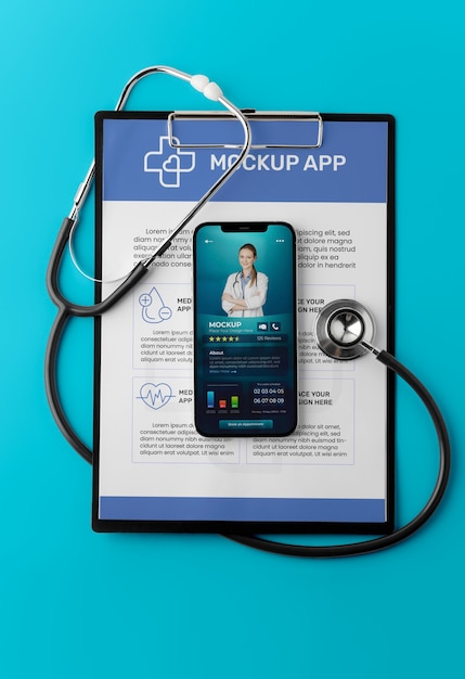 PSD gesundheits-app auf dem telefonbildschirm-mockup