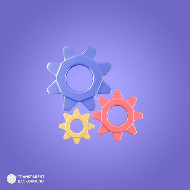 Getriebe-Symbol isolierte 3D-Render-Illustration