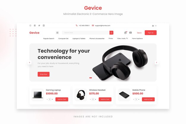 Gevice Minimalistisches elektronisches E-Commerce-Heldenbild