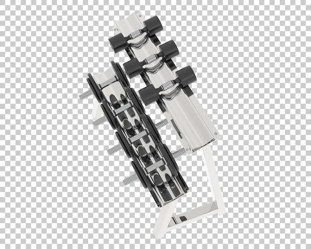 Gewichte auf Gestell auf transparentem Hintergrund 3D-Darstellung