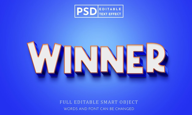 Gewinner 3d bearbeitbarer Texteffekt Premium PSD