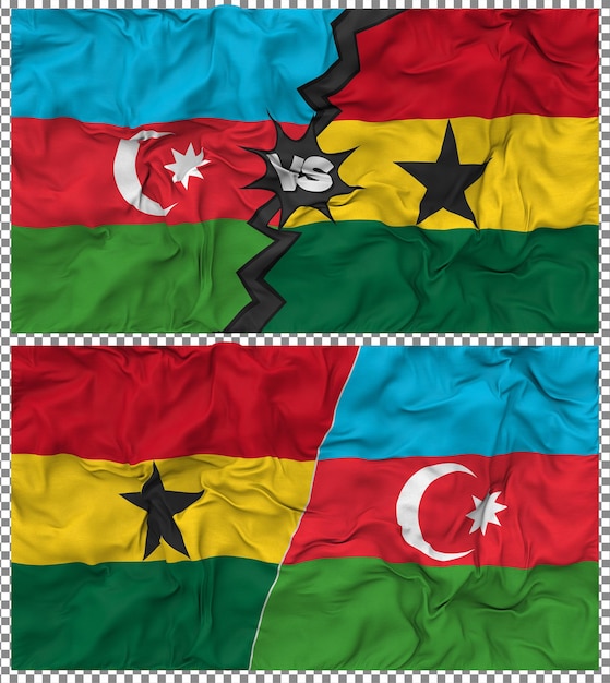 Ghana contro l'Azerbaigian Mezza bandiera combinata Testo di tessuto 3D