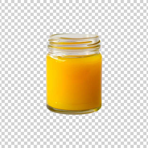 Ghee o frasco de miel aislado sobre un fondo transparente