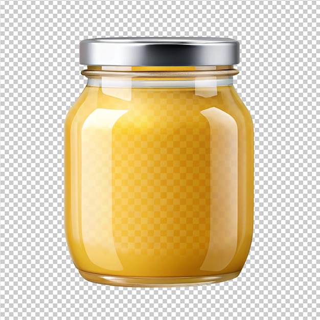 Ghee oder Honig auf einem durchsichtigen Topf isoliert